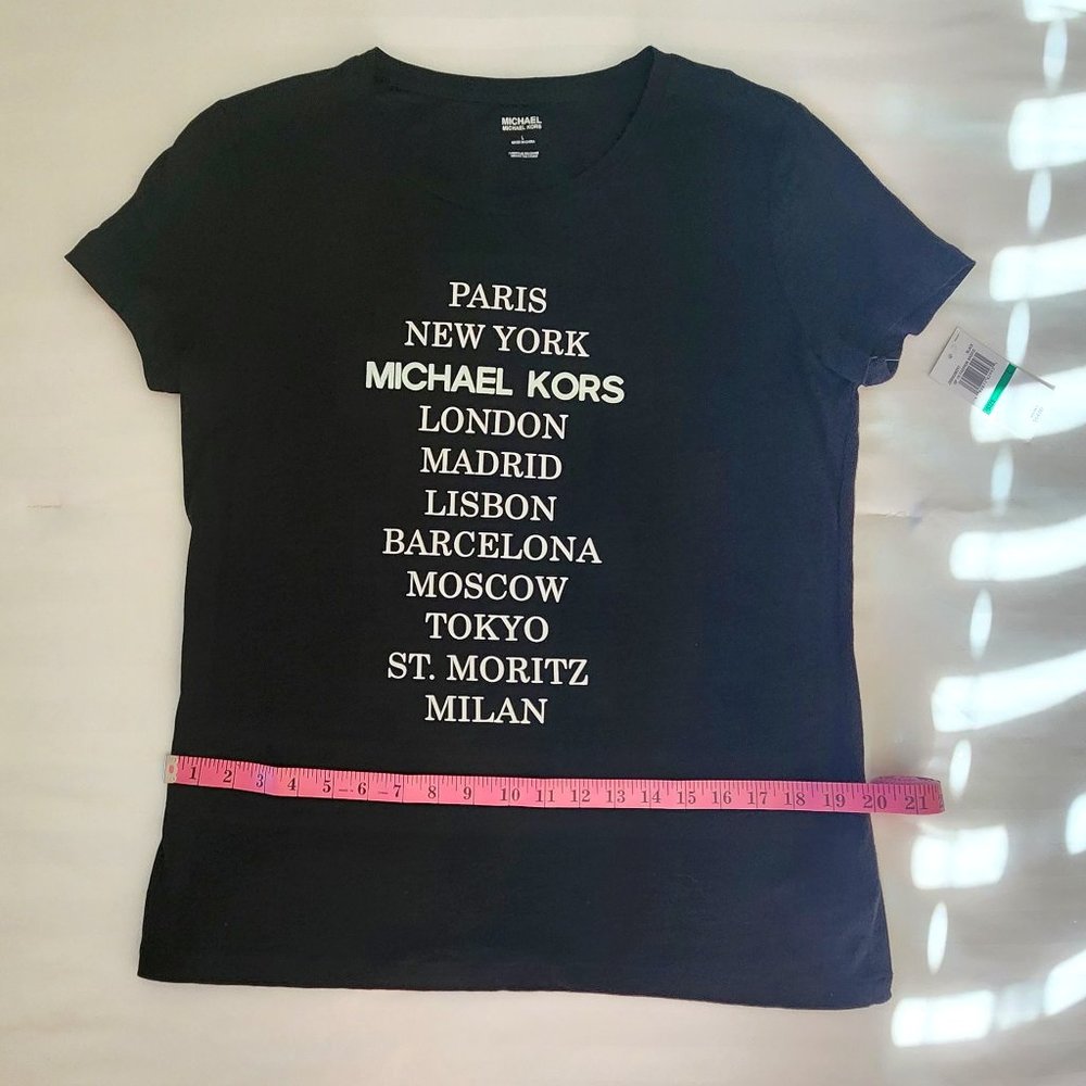 Women's Black Michael Michael Kors-Paris, NY- T Shirt. NWT - Picture 6 of 13